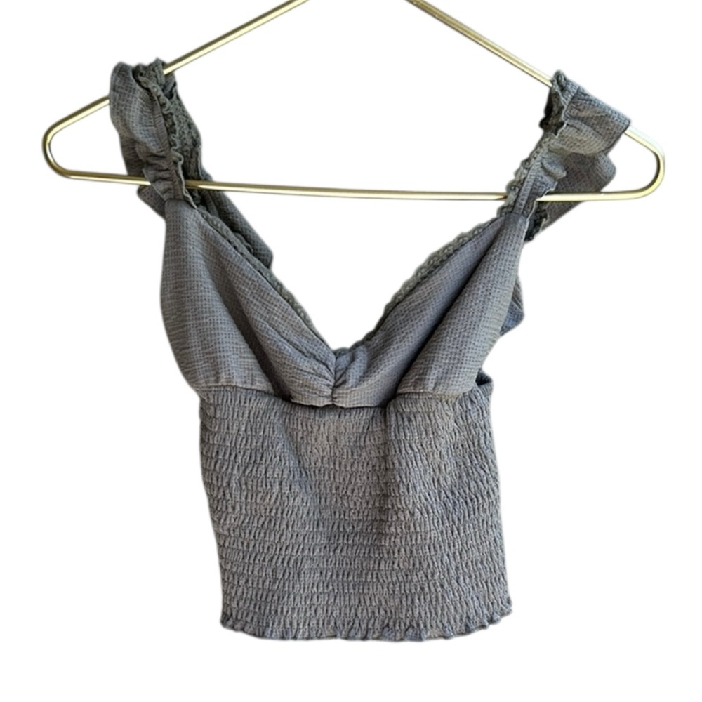 Urban Outfitters Olive Green Women's Ribbed Sleeveless Frill Top Medium